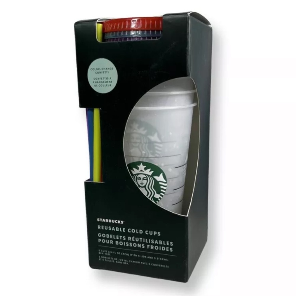 Starbucks Reusable Cold Cups Color-Change Confetti  - New in box